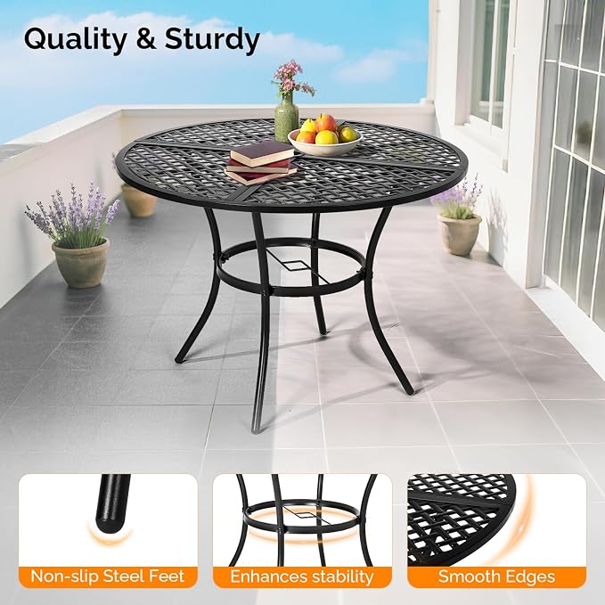 VINGLI 42" Round Outdoor Dining Table - Image 5