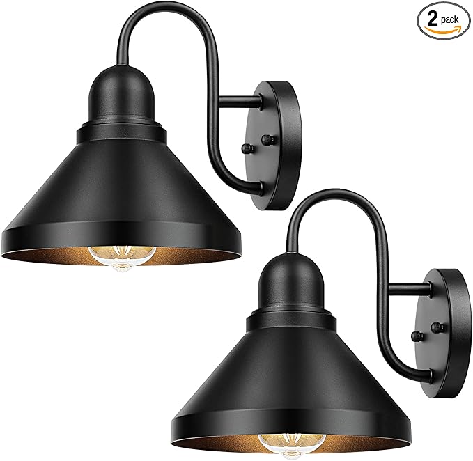 Brightever Gooseneck Outdoor Light Fixtures, Industrial Black Exterior Wall by Brightever