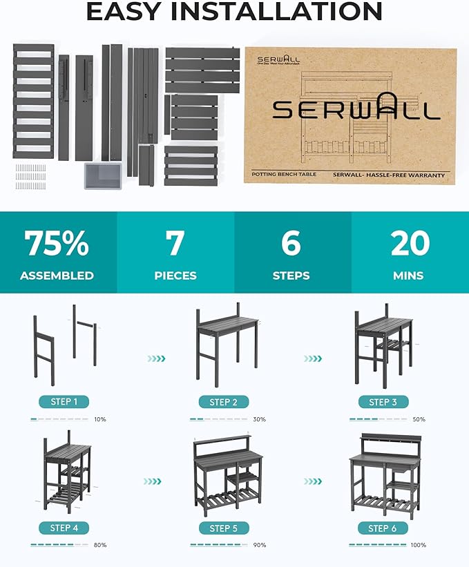 SERWALL Outdoor Potting Bench - Image 8