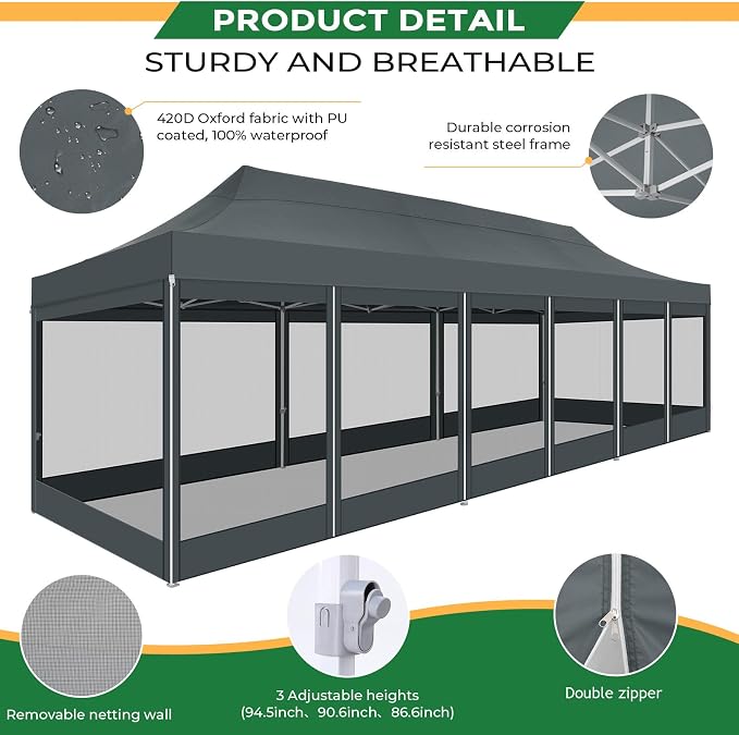 COBIZI 10x30 Heavy Duty Pop Up Canopy Tent - Image 6
