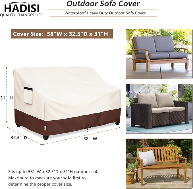 2-Seater Heavy Duty Patio Bench Loveseat Cover, 100% Waterproof Outdoor Sofa - Image 2