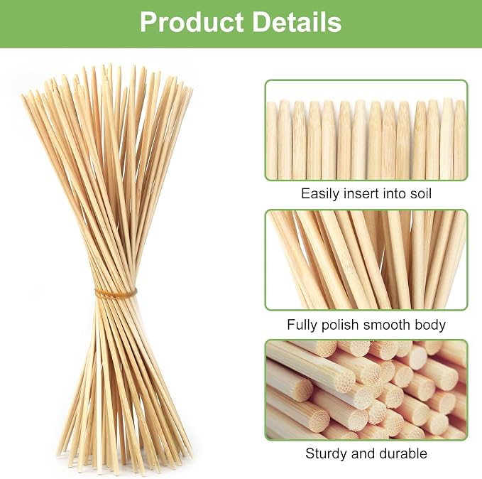 40 PCS Bamboo Plant Stakes 18 Inch, Wood Plant Support - Image 6
