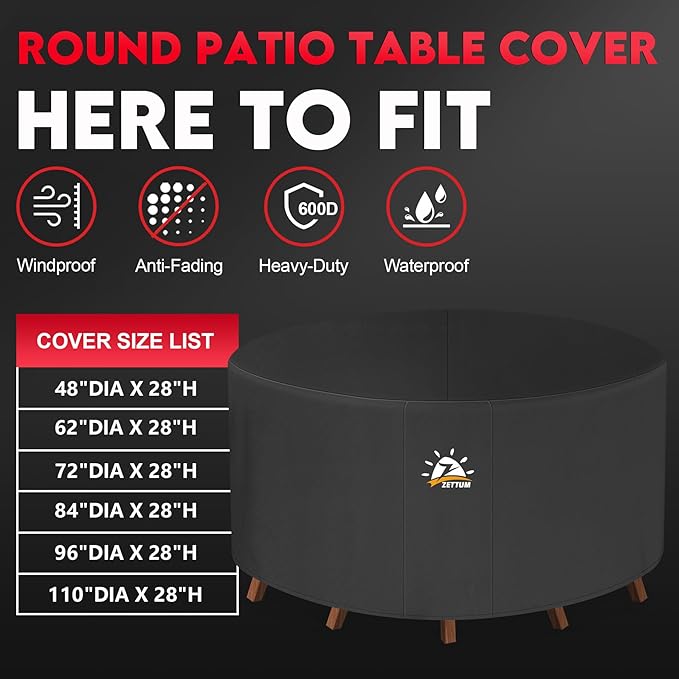 Zettum Round Patio Table Cover 62 Inch - Image 5
