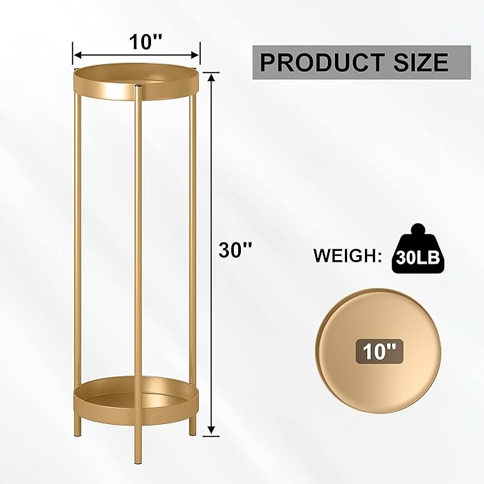 Metal Gold Tall Plant Stand Indoor or Outdoor - Image 4