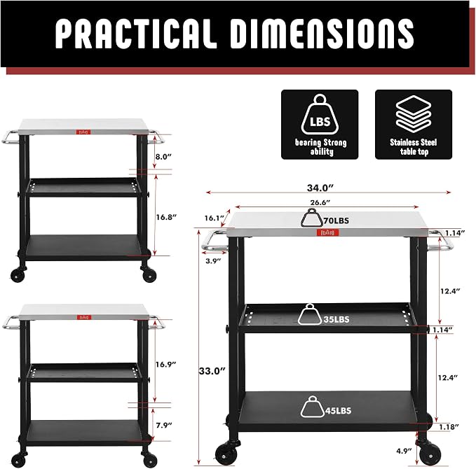 3-Shelf Grill Table, Pizza Oven Stand - Image 5