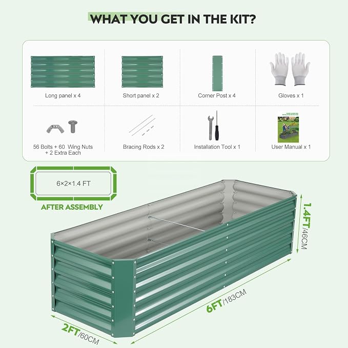 ZORMY 6×2×1.4ft Galvanized Raised Garden Bed Kit, Metal Planter Boxes Outdoor - Image 5