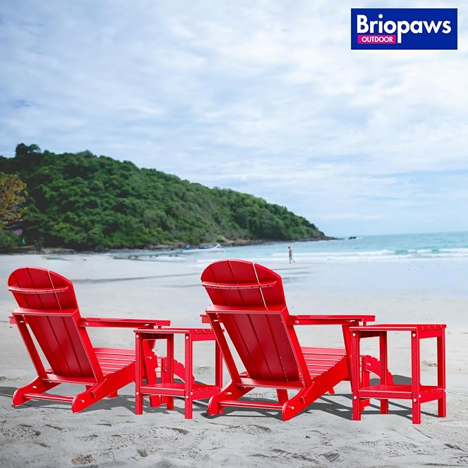 BRIOPAWS Adirondack Ottomans | Folding | Set of 2 | HDPE Plastic | Red Outdoor - Image 5
