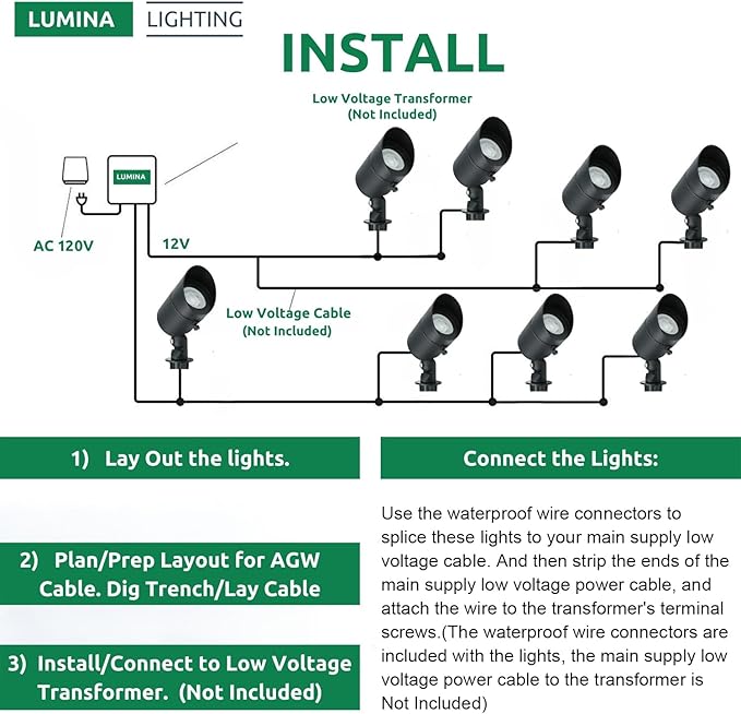 Lumina Lighting® 4W Landscape Lighting 12V Landscape Lights Low Voltage - Image 4