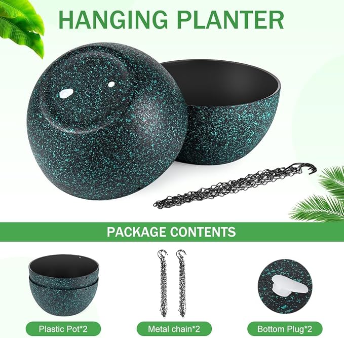 13 inch Hanging Planters for Indoor Plants, 2 Pack Planters for Outdoor Plants - Image 5