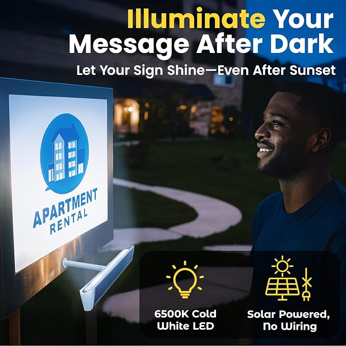 Brighticonic Solar Sign Lights Outdoor White – LED Solar Sign Light - Image 4