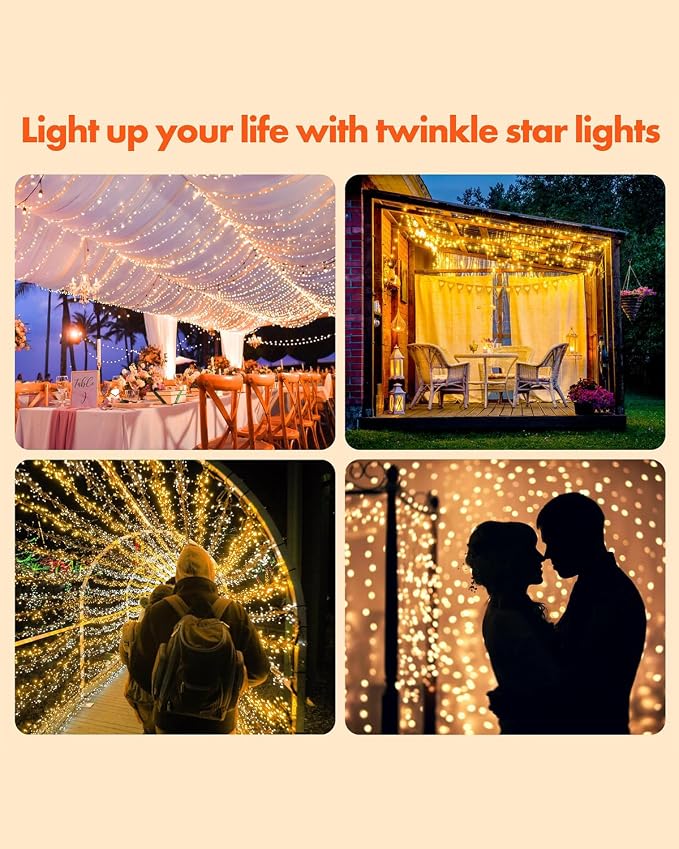 Twinkle Star 2 Pack Solar String Lights Outdoor, Total 80 FT 240 LED Solar - Image 8