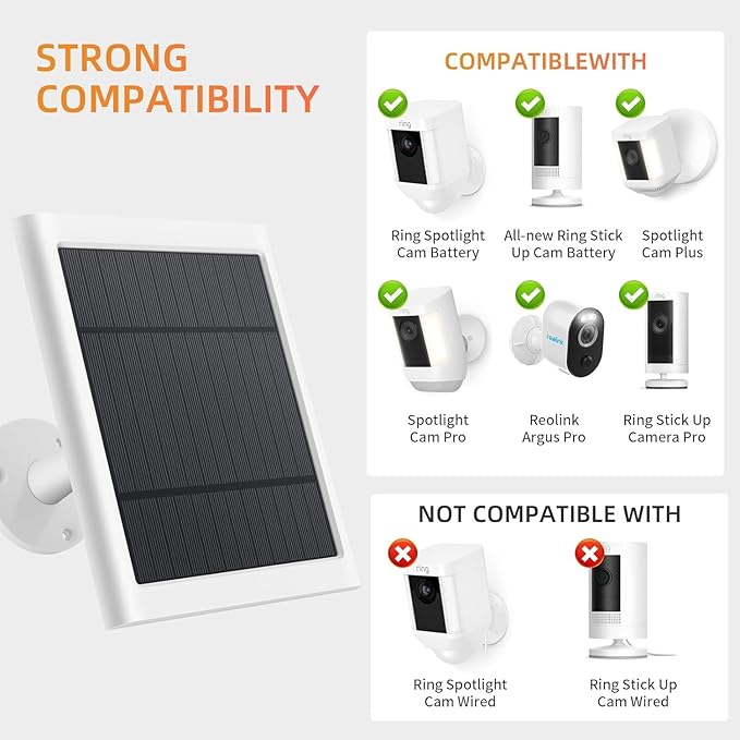 Solar Panel for Ring Camera, 2 Pack 4W Solar Charger Compatible - Image 2