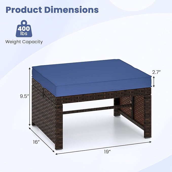 Tangkula 2 Pieces Patio PE Rattan Ottomans, Poolside and Yard - Image 3