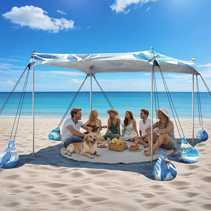 Beach Tent Sun Shelter, 10 x 10 FT Beach Canopy Tent Sun Shade, UPF50+ Tents by Raynesys