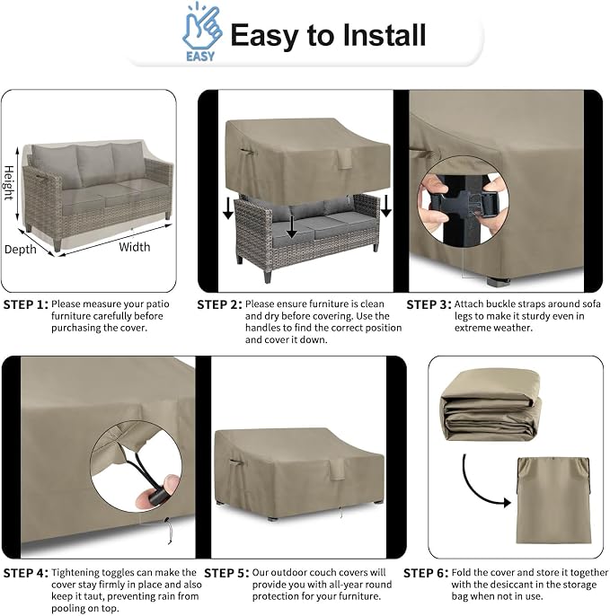 OutdoorLines Outdoor Waterproof Patio 3-Seater Couch Cover - Image 6