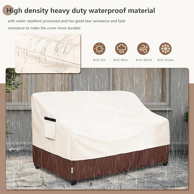 2-Seater Heavy Duty Patio Bench Loveseat Cover, 100% Waterproof Outdoor Sofa - Image 4