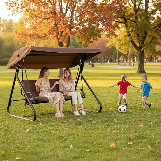 3-Seat Outdoor Convertible Swing Glider - Image 9