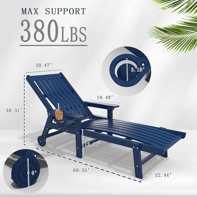 Patio Chaise Lounge Chair, Oversized Lounge Chair Outdoor - Image 3