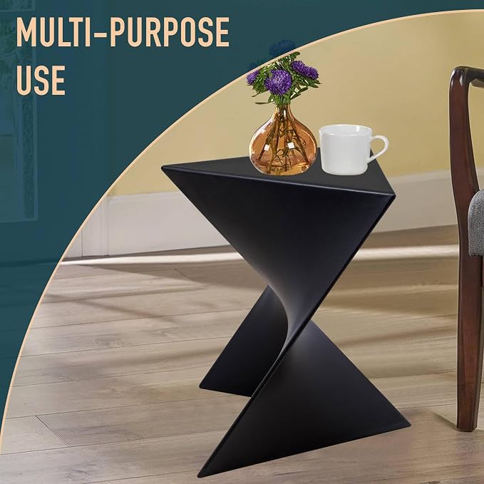 LeisureMod 15.75" Triangular Side Table, Stackable Plastic Accent End Table - Image 6