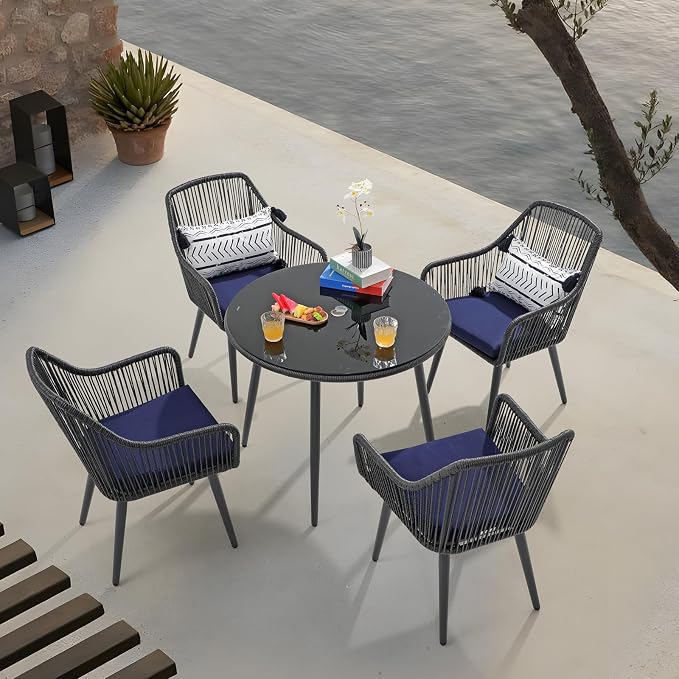 Patiorama 5-Piece Patio Dining Set, Outdoor Dining Table Chair Set, All-Weather - Image 9
