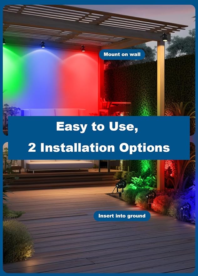 PYDS Christmas Spotlights Outdoor, 12W RGBW Halloween Spot Lights - Image 6