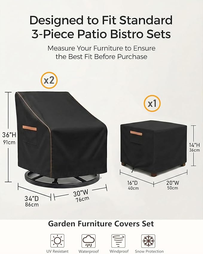 3-Piece Patio Furniture Cover Set - Image 3