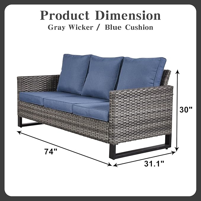 Belord 6 Piece Outdoor Furniture Patio Wicker Sofa Set, Oversize Outdoor Dining - Image 3
