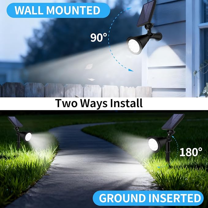Solar Spot Lights Outdoor Waterproof, 18 LED Solar Powered Landscape Lighting - Image 4