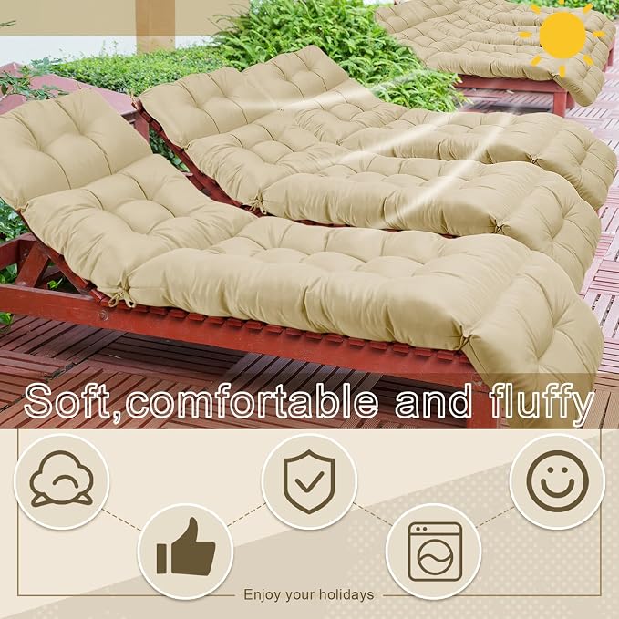 Outdoor Chaise Lounge Chair Cushion 72 x 22 x 4.21 Inches Thick Tufted Patio - Image 4
