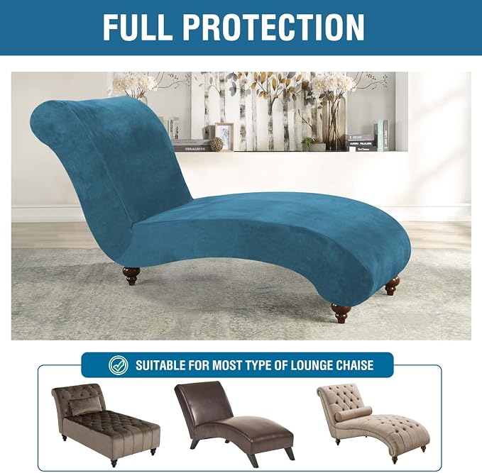 H.VERSAILTEX Chaise Lounge Cover Indoor Velvet Chaise Slipcover High Stretch - Image 5