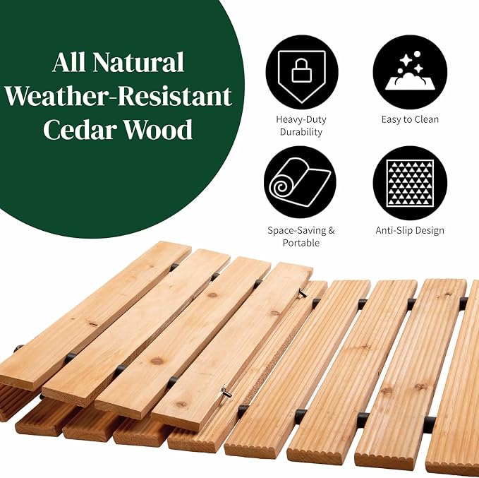 Plow & Hearth 6' Straight Outdoor Wooden Pathway | 17" Wide Rollout Outdoor - Image 4