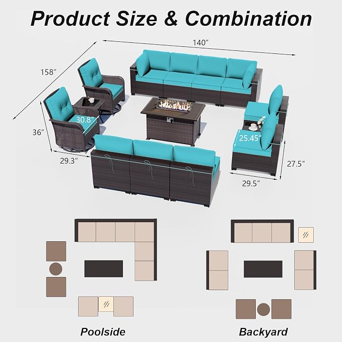 ALAULM 13 Pieces Patio Furniture Set - Image 7