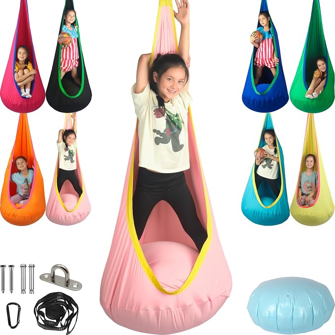 Kids Pod Swing Seat, Max 300 Lbs, Child Sensory Swing Chair Indoor & Outdoor by HiChrote