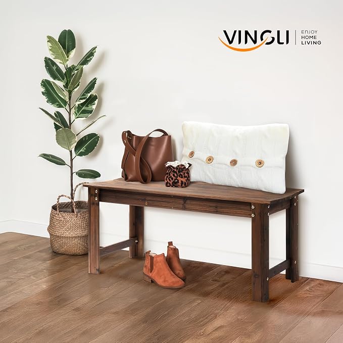 VINGLI Outdoor Wood Bench - Image 2