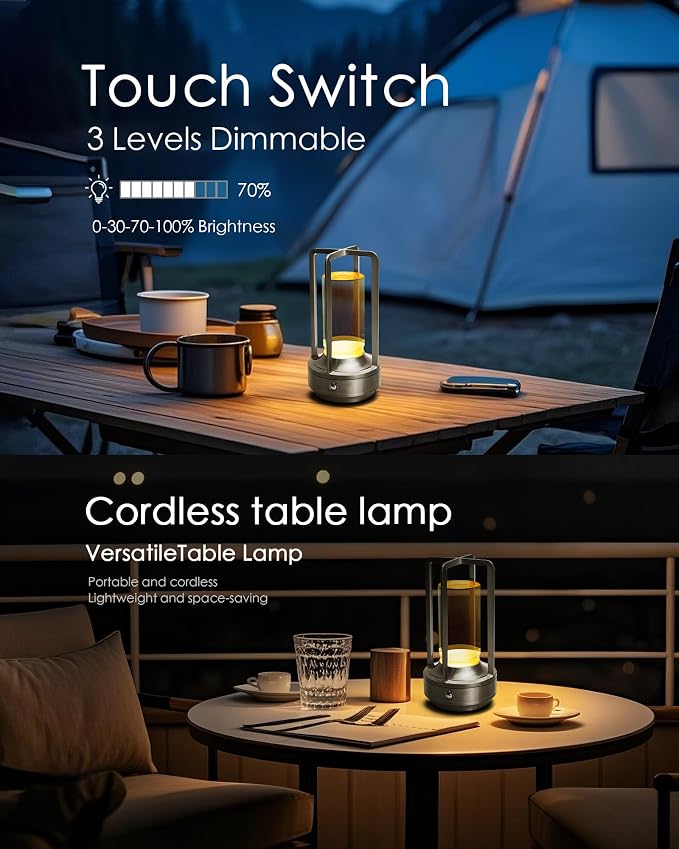 Set of 2 Cordless Table Lamps, LED Rechargeable Battery Operated Desk Lamps - Image 5