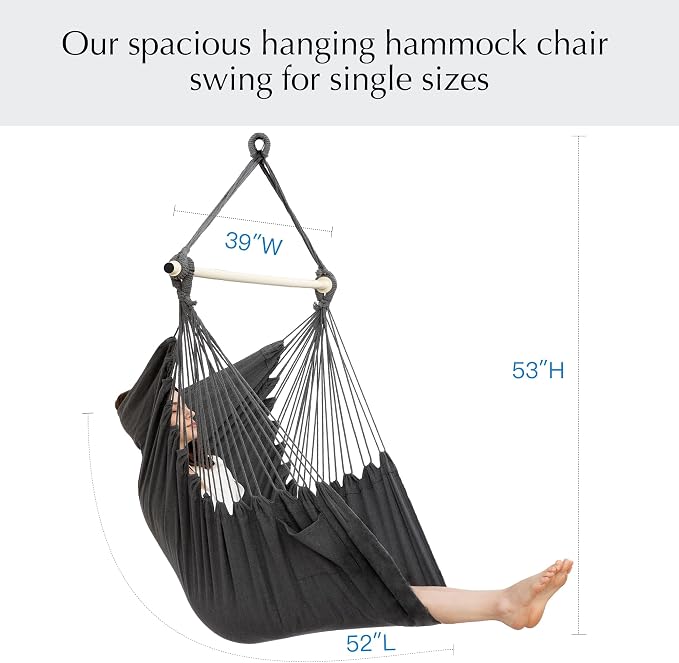 PNAEUT Hammock Chair Hanging Rope Swing - Image 6