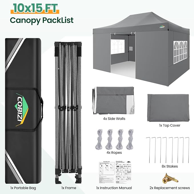 COBIZI 10x15 FT Heavy Duty Pop up Canopy - Image 4