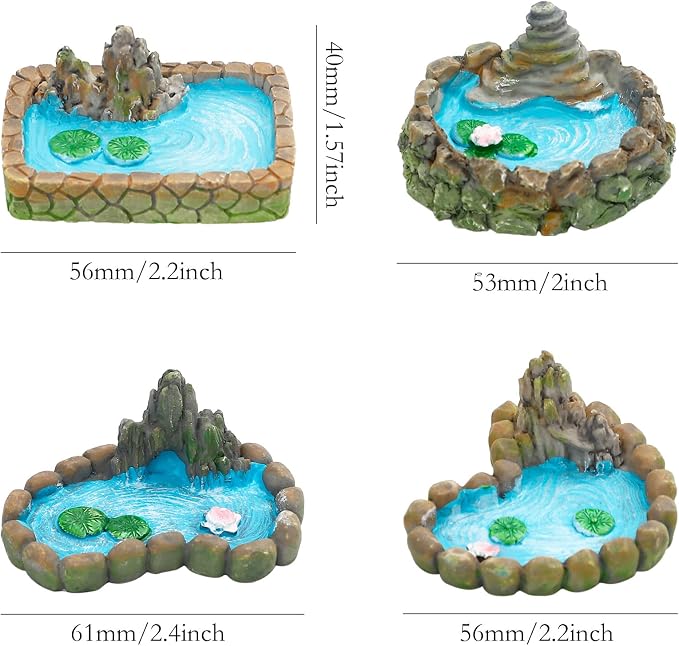 ONEST 10 Pieces Garden Miniature Accessories Mini Pond Fence Duck Frog Micro - Image 2