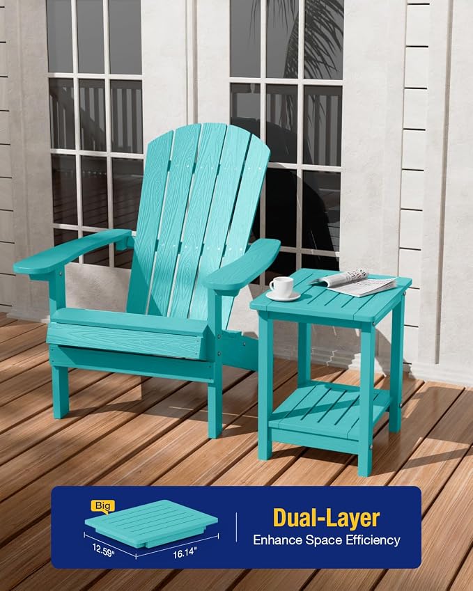 YEFU Outdoor Side Table for Patio: 16" HIPS Weather - Image 4