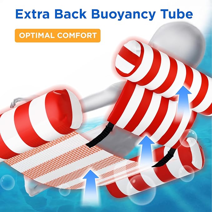 Funscape Pool Floats Chairs Adult, 2 Packs Heavy Duty Inflatable Swimming Pool - Image 4