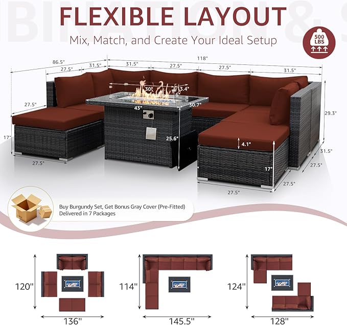 NICESOUL 9 Piece Extra Large Outdoor Patio Furniture Set - Image 4