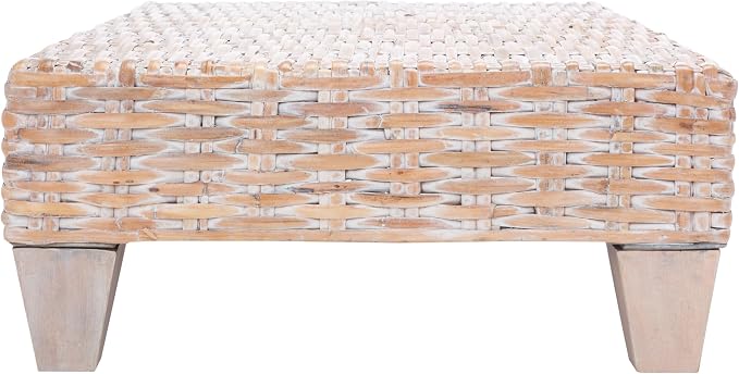 SAFAVIEH Home Collection Leary Coastal Natural White Wash Coffee Table - Image 7