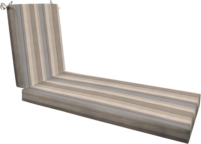 Honeycomb Outdoor Heritage Chaise 21.5 x 70, Stripe Taupe Chaise Lounge Cushion by Honeycomb