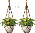 Macrame Plant Hanger, Wood Beads Cotton Hanging Planter Holder by Unknown
