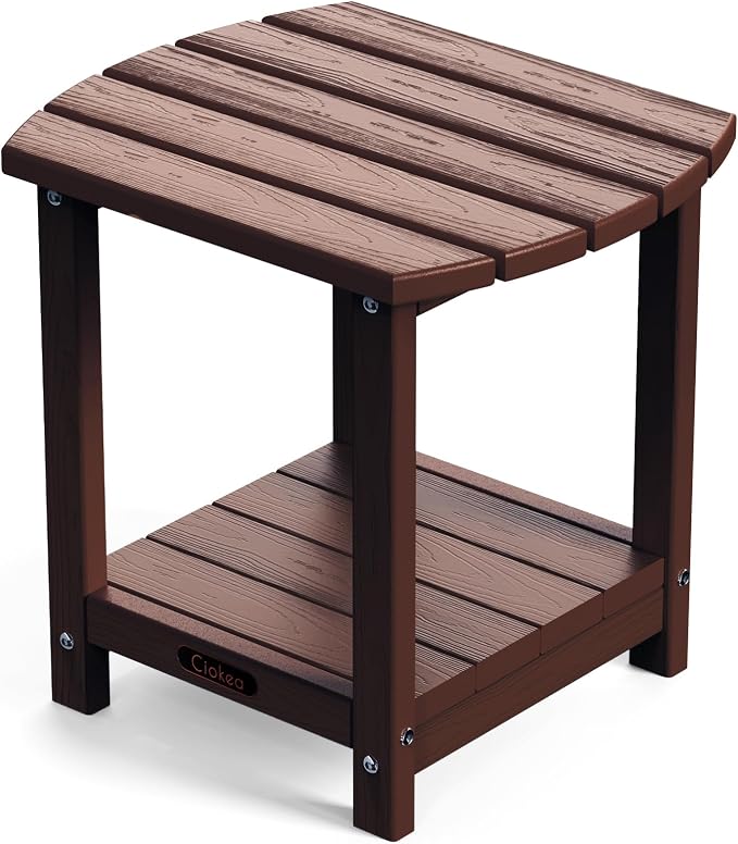 Ciokea Adirondack Outdoor Side Table, 2-Tier Sturdy Patio End Table Weather by CIOKEA