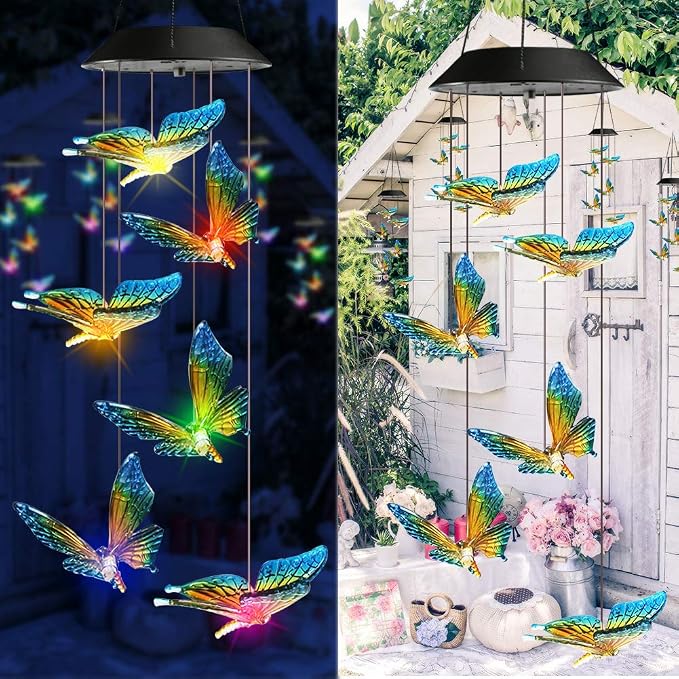 Toodour Solar Wind Chime, Color Changing Wind Chimes Butterfly, LED Decorative - Image 7