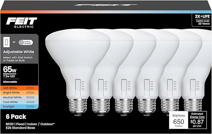Feit Electric BR30 LED Light Bulb, 65W Equivalent, 650 Lumens, 5-Color by FeitElectricCompany
