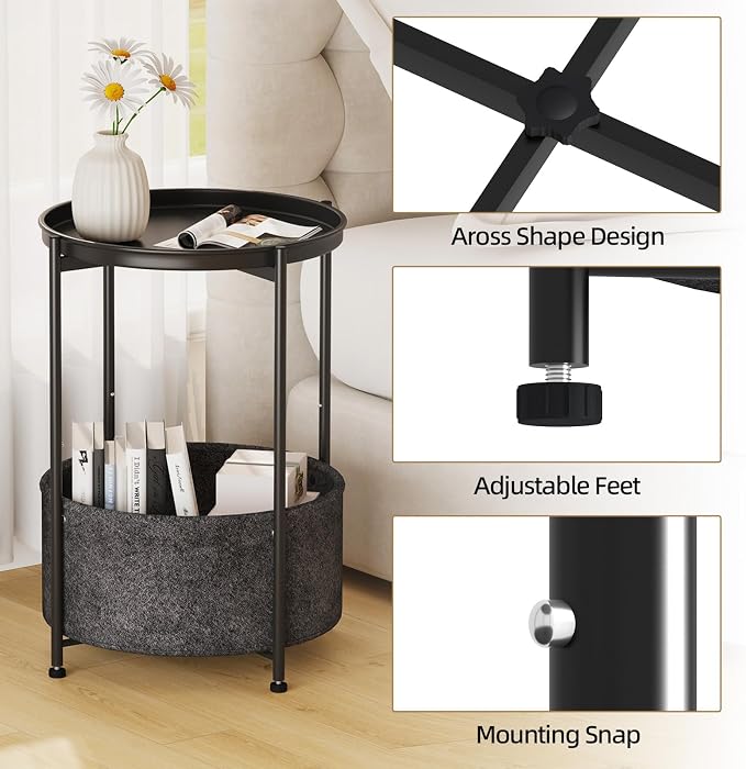 Garden 4 you Small Side Table, Mini Round End Table, Modern Nightstand - Image 8