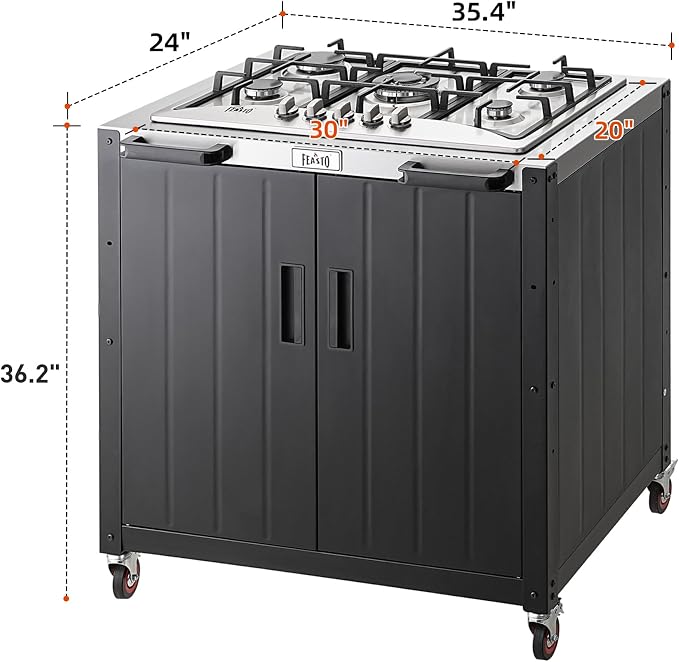 Gas Grill, Movable Outdoor Gas Stove Stainless Steel Top - Image 3