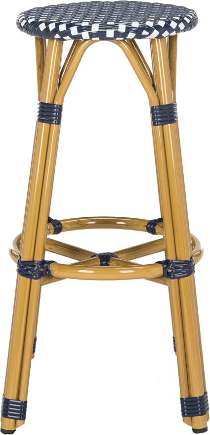 Safavieh PAT4018A Collection Kelsey Navy and White Indoor/Outdoor Bar Stool by SAFAVIEH